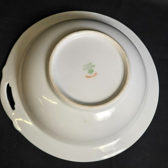 Vintage Meito China Hand Painted Lusterware Bowl Japan Blue Rim Floral 8" - Picture 8 of 14